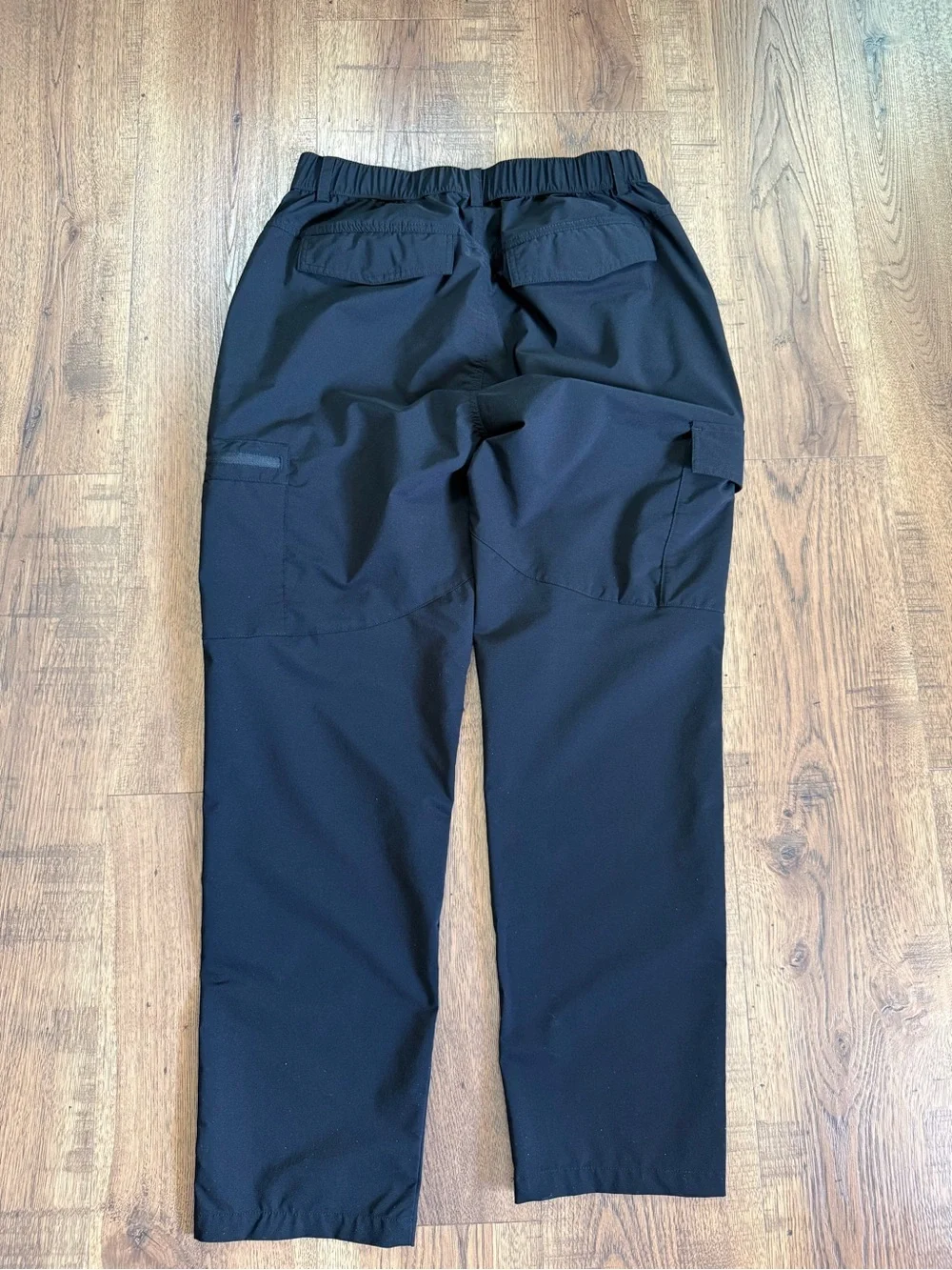OUTDOORSPORTS Unisex Adult Black Cargo Pants L Regular Nylon Elastic Waist